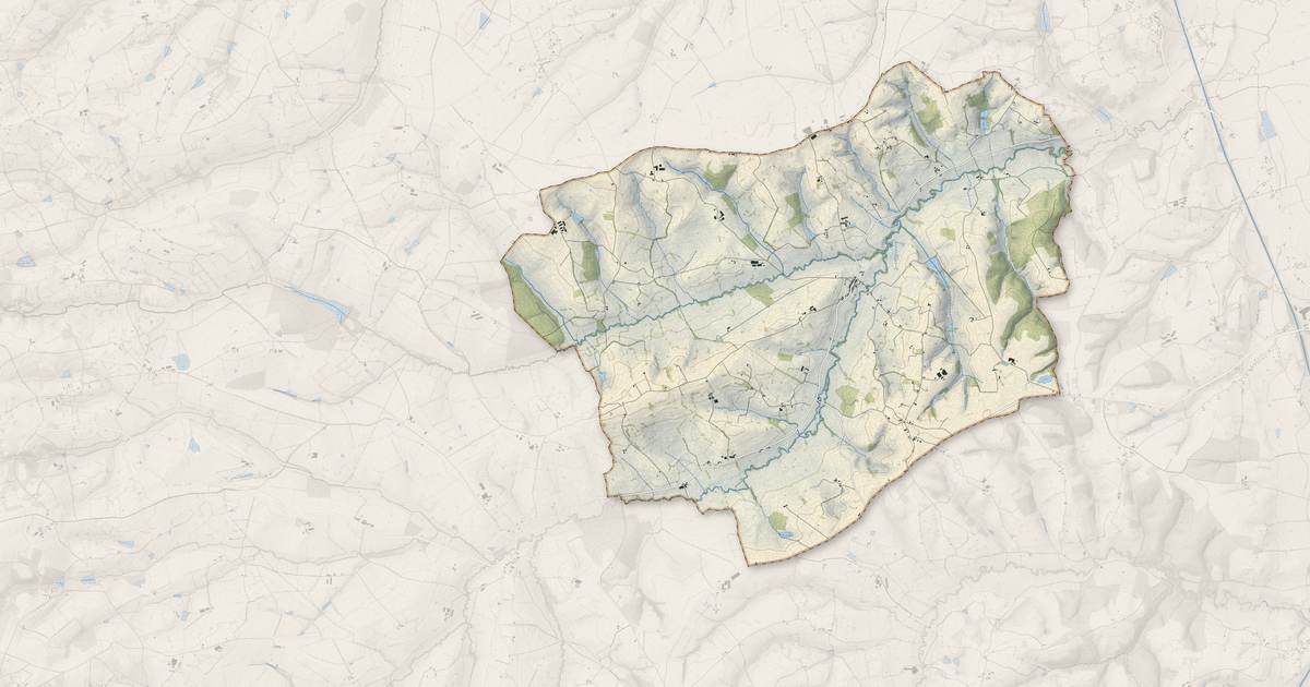 Portrait cartographique de Céron : relief, eau, forêts, bâti et voies, calculés à partir des données de l'IGN
