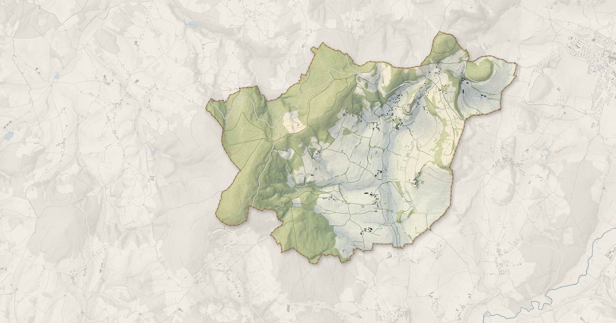 Portrait cartographique de Château : relief, eau, forêts, bâti et voies, calculés à partir des données de l'IGN