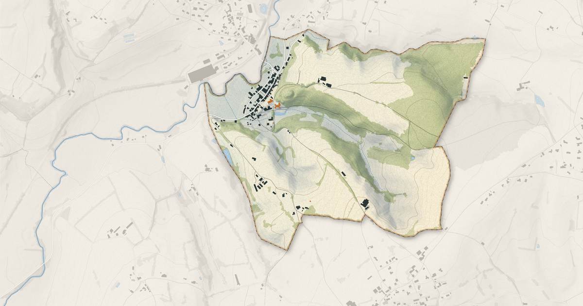 Portrait cartographique de Châteauneuf : relief, eau, forêts, bâti et voies, calculés à partir des données de l'IGN