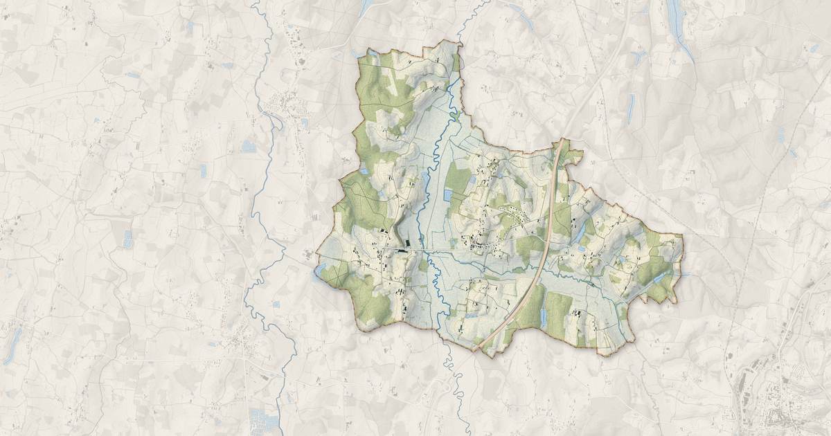 Portrait cartographique de Condal : relief, eau, forêts, bâti et voies, calculés à partir des données de l'IGN