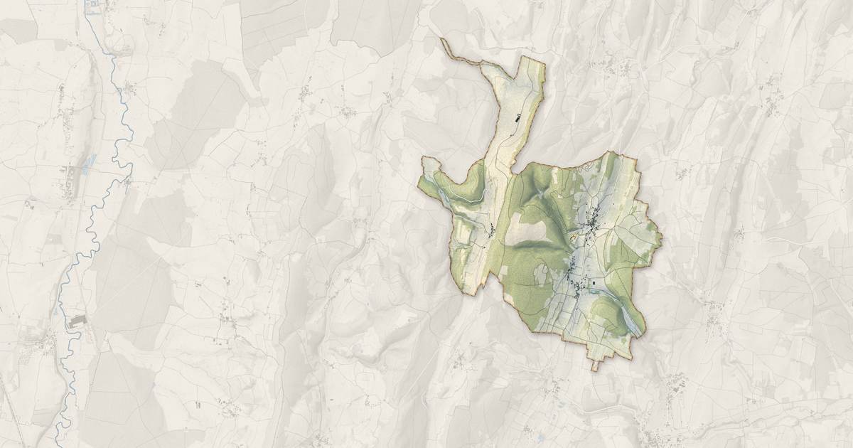 Portrait cartographique de Cruzille : relief, eau, forêts, bâti et voies, calculés à partir des données de l'IGN