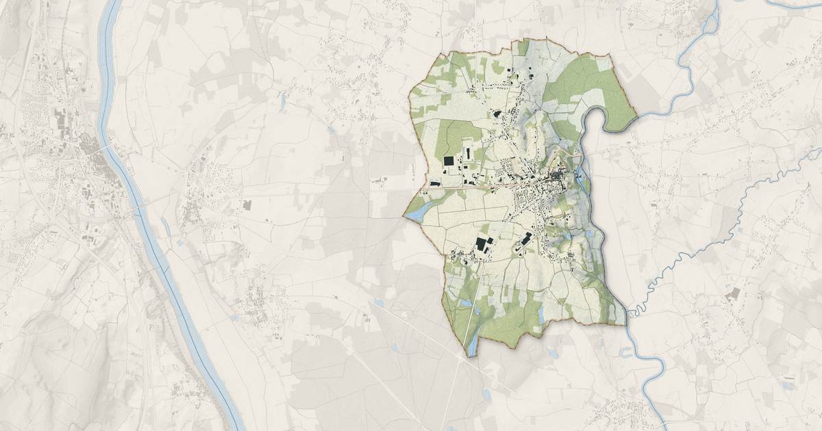 Portrait cartographique de Cuisery : relief, eau, forêts, bâti et voies, calculés à partir des données de l'IGN