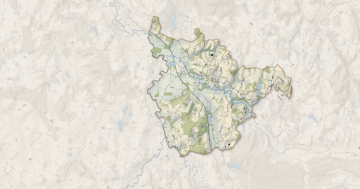 Portrait cartographique de Frontenaud : relief, eau, forêts, bâti et voies, calculés à partir des données de l'IGN