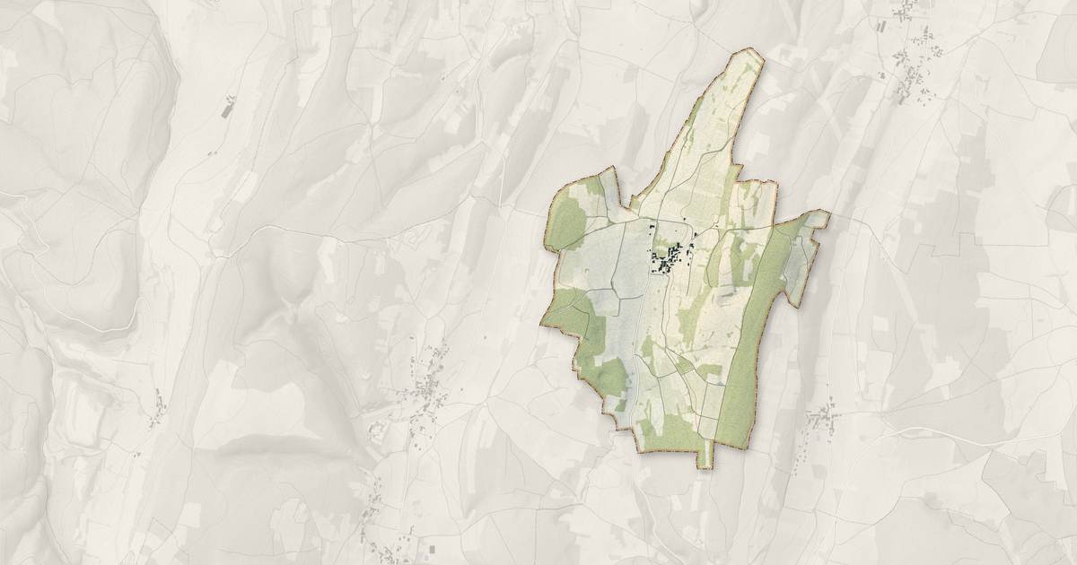 Portrait cartographique de Grevilly : relief, eau, forêts, bâti et voies, calculés à partir des données de l'IGN