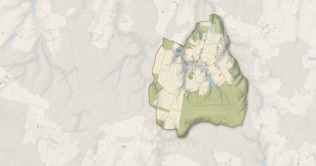 Portrait cartographique de Guerfand : relief, eau, forêts, bâti et voies, calculés à partir des données de l'IGN