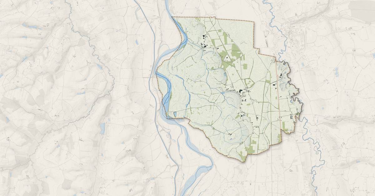 Portrait cartographique de L'Hôpital-le-Mercier : relief, eau, forêts, bâti et voies, calculés à partir des données de l'IGN