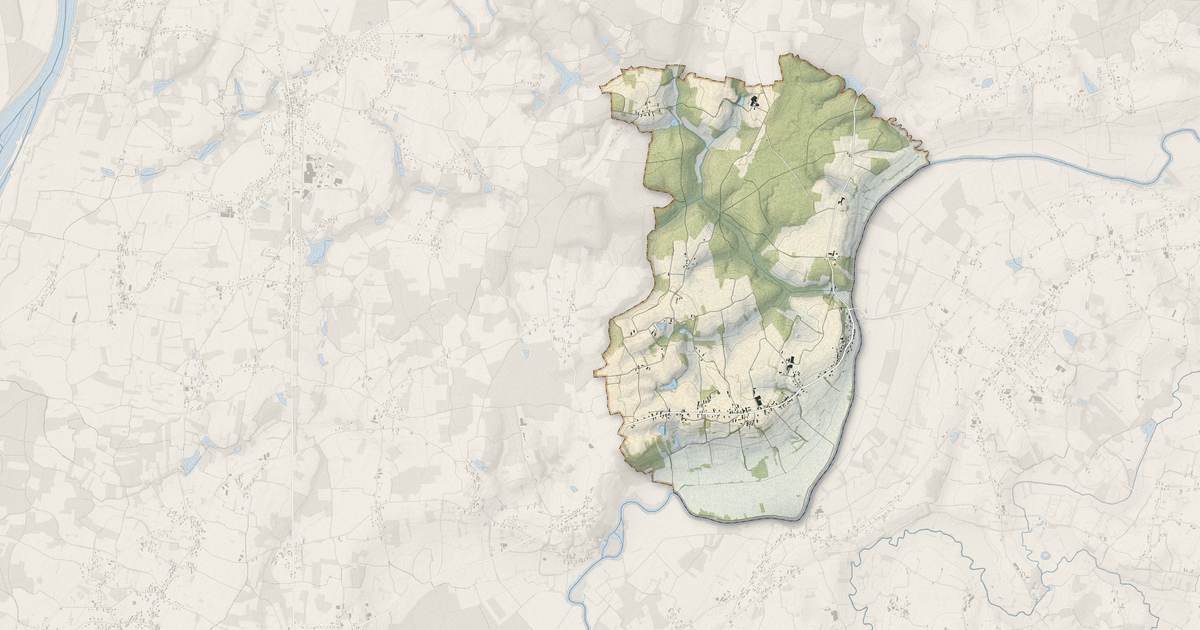 Portrait cartographique de Huilly-sur-Seille : relief, eau, forêts, bâti et voies, calculés à partir des données de l'IGN
