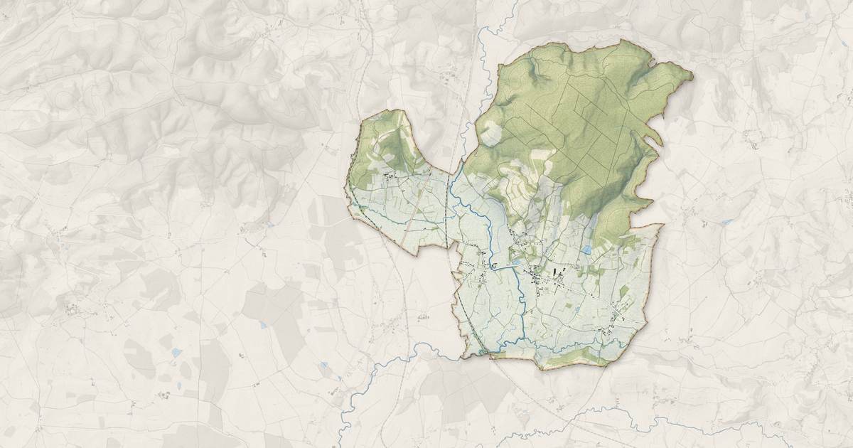 Portrait cartographique de Igornay : relief, eau, forêts, bâti et voies, calculés à partir des données de l'IGN