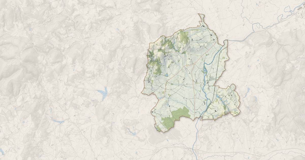Portrait cartographique de Laizy : relief, eau, forêts, bâti et voies, calculés à partir des données de l'IGN