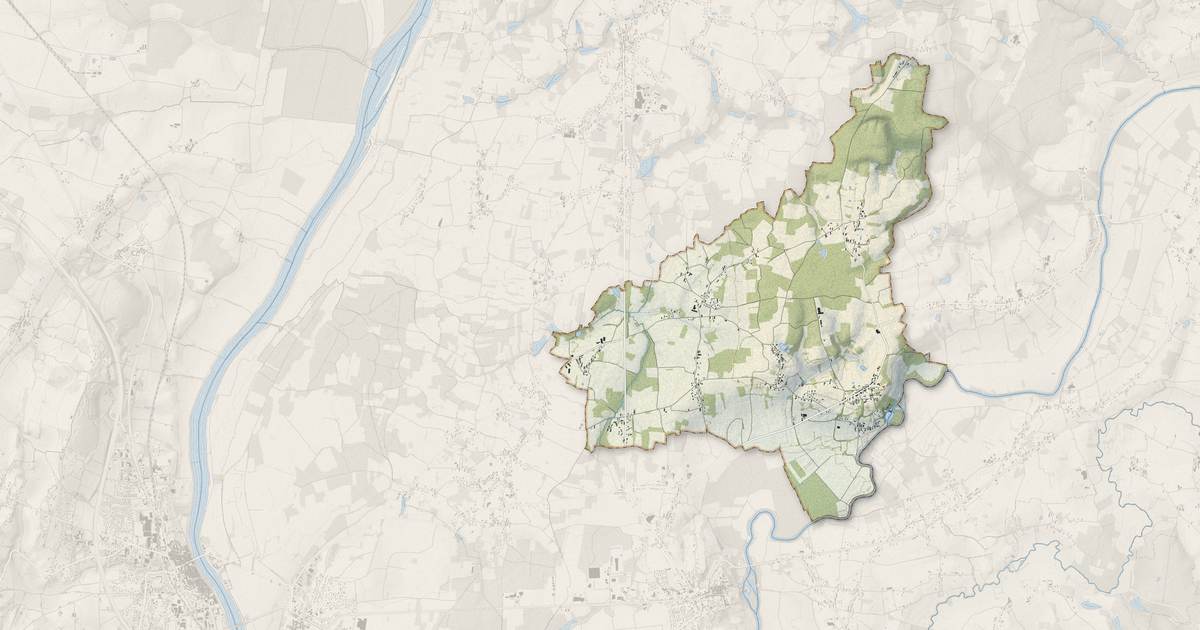 Portrait cartographique de Loisy : relief, eau, forêts, bâti et voies, calculés à partir des données de l'IGN