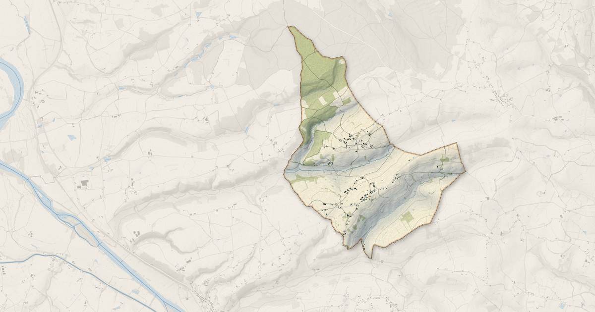 Portrait cartographique de Mailly : relief, eau, forêts, bâti et voies, calculés à partir des données de l'IGN