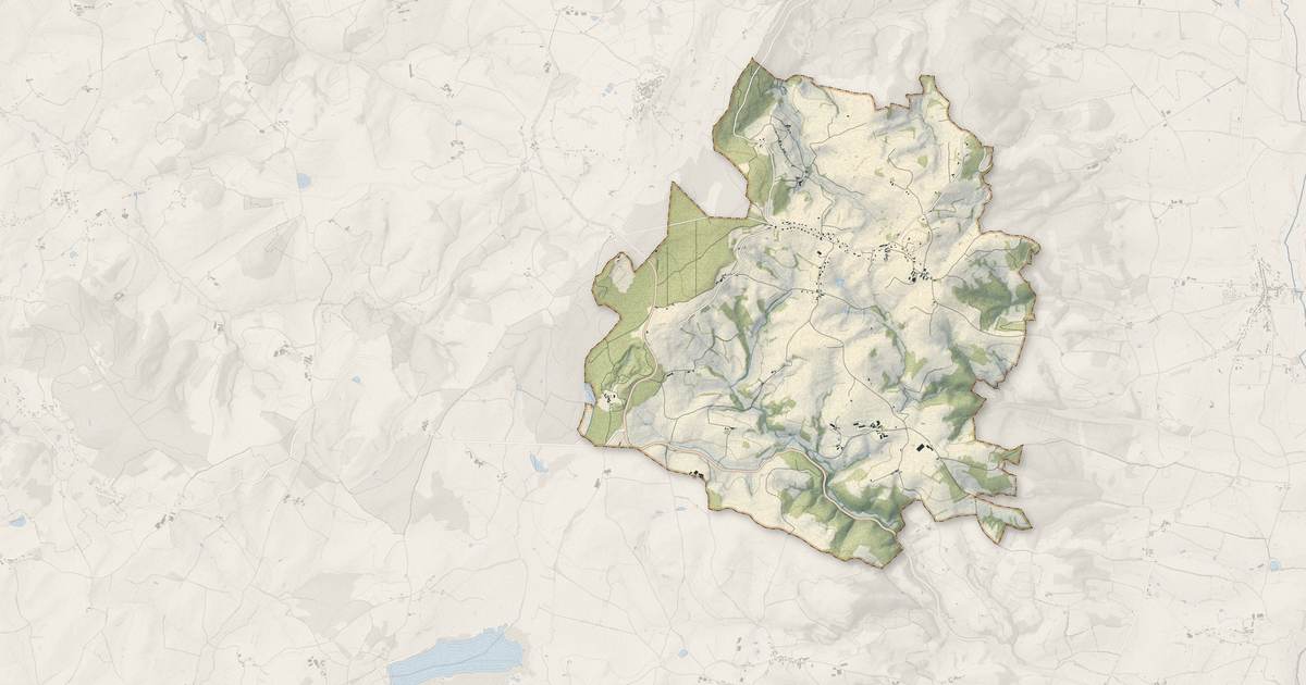 Portrait cartographique de Mary : relief, eau, forêts, bâti et voies, calculés à partir des données de l'IGN