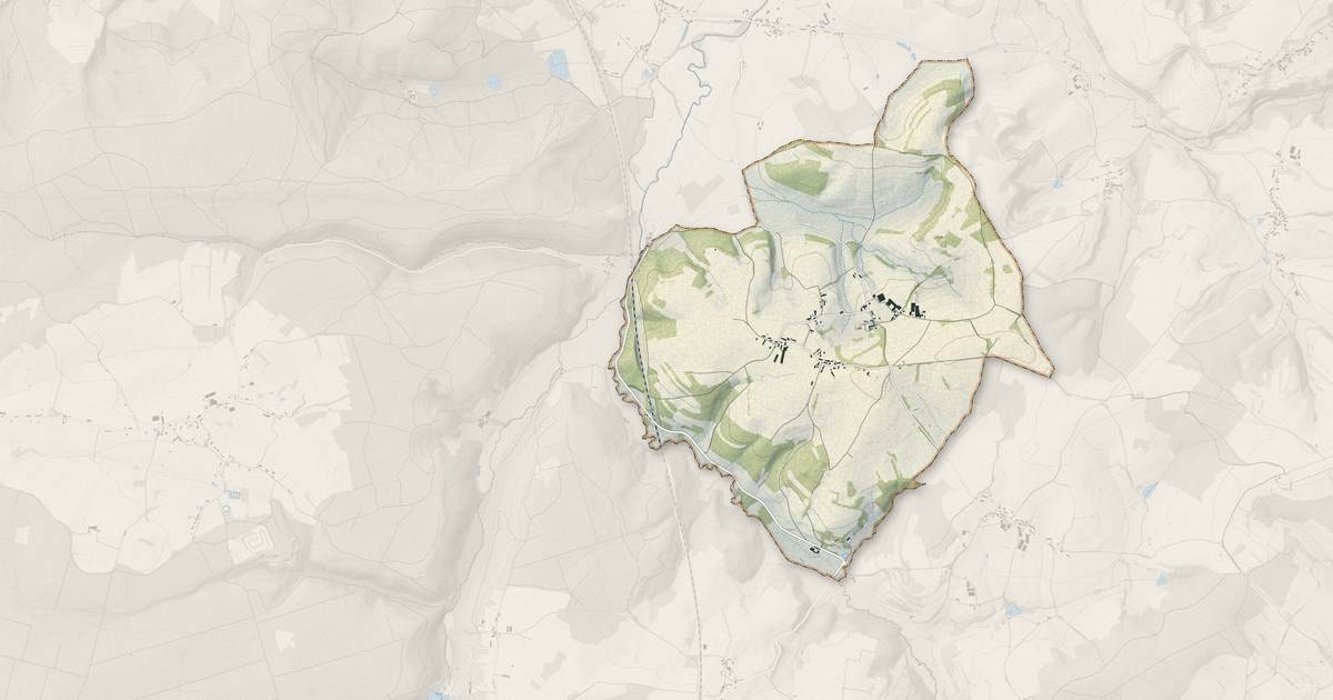 Portrait cartographique de Morlet : relief, eau, forêts, bâti et voies, calculés à partir des données de l'IGN