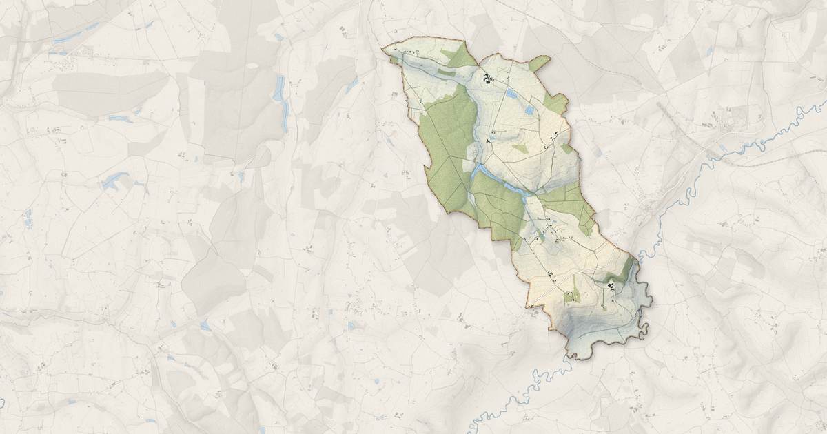 Portrait cartographique de Nochize : relief, eau, forêts, bâti et voies, calculés à partir des données de l'IGN