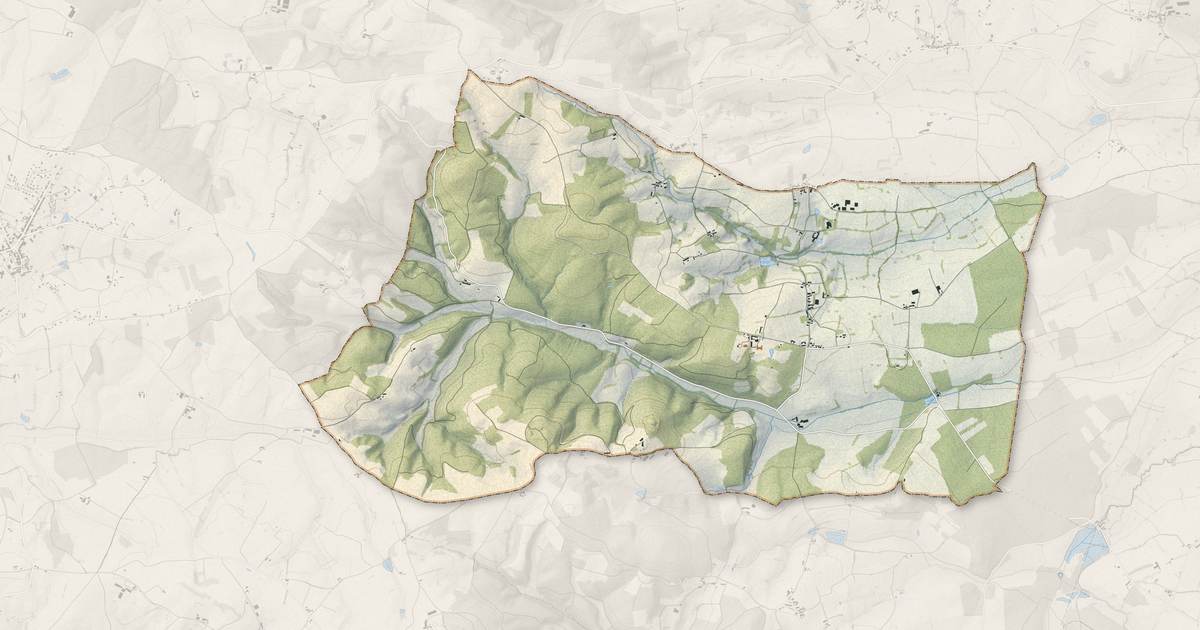 Portrait cartographique de Pressy-sous-Dondin : relief, eau, forêts, bâti et voies, calculés à partir des données de l'IGN