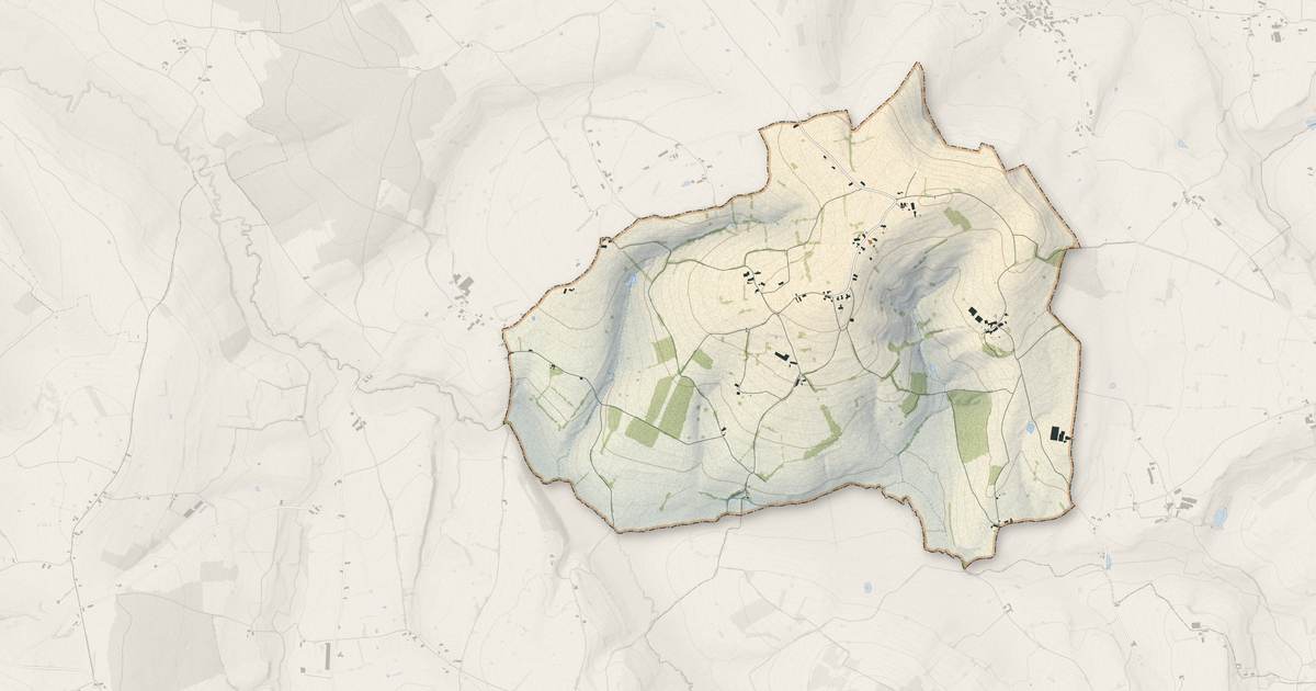 Portrait cartographique de Prizy : relief, eau, forêts, bâti et voies, calculés à partir des données de l'IGN