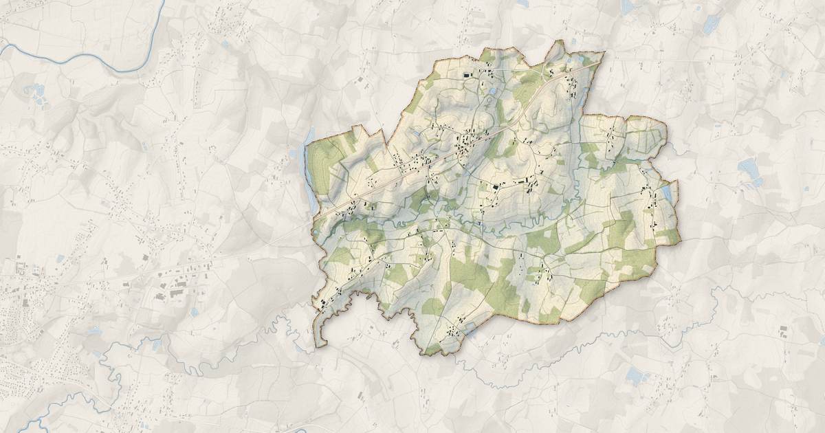 Portrait cartographique de Ratte : relief, eau, forêts, bâti et voies, calculés à partir des données de l'IGN