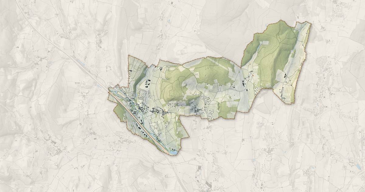 Portrait cartographique de La Roche-Vineuse : relief, eau, forêts, bâti et voies, calculés à partir des données de l'IGN