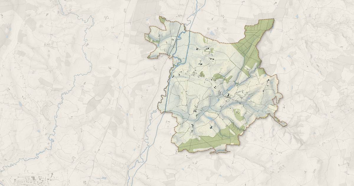 Portrait cartographique de Saint-Aubin-en-Charollais : relief, eau, forêts, bâti et voies, calculés à partir des données de l'IGN