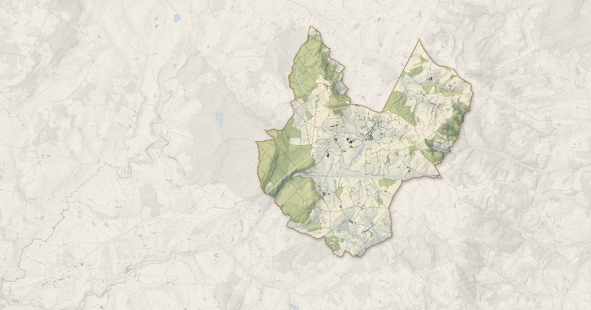 Portrait cartographique de Saint-Bonnet-de-Joux : relief, eau, forêts, bâti et voies, calculés à partir des données de l'IGN
