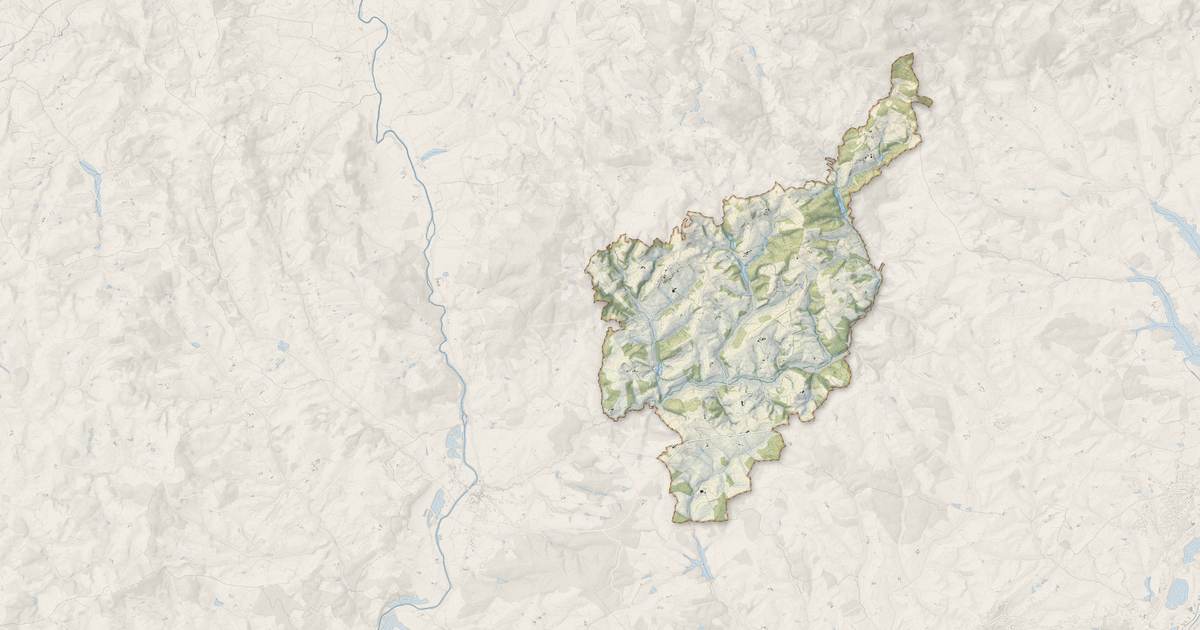 Portrait cartographique de Saint-Eugène : relief, eau, forêts, bâti et voies, calculés à partir des données de l'IGN
