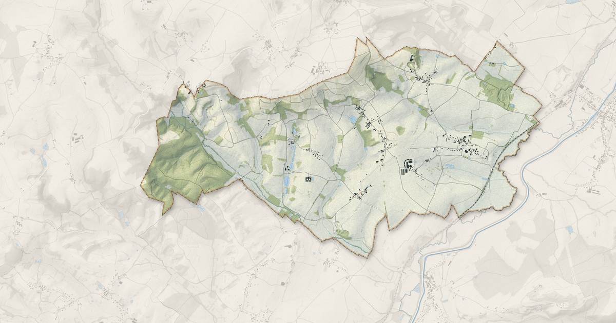Portrait cartographique de Saint-Jean-de-Trézy : relief, eau, forêts, bâti et voies, calculés à partir des données de l'IGN