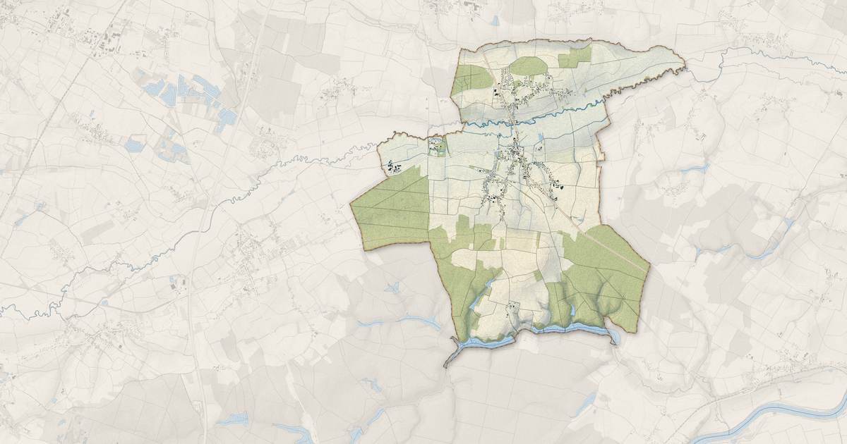 Portrait cartographique de Saint-Loup-Géanges : relief, eau, forêts, bâti et voies, calculés à partir des données de l'IGN