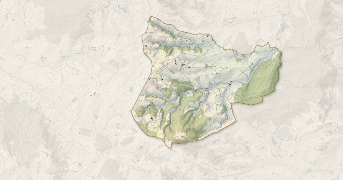 Portrait cartographique de Saint-Martin-de-Salencey : relief, eau, forêts, bâti et voies, calculés à partir des données de l'IGN