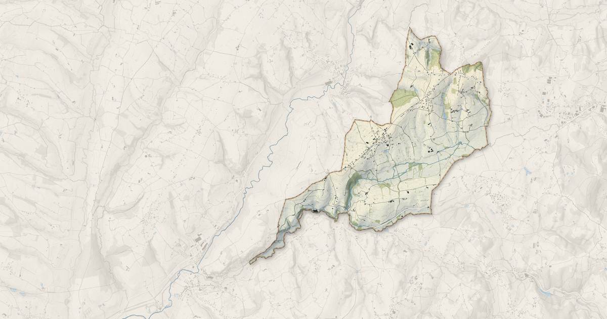 Portrait cartographique de Tancon : relief, eau, forêts, bâti et voies, calculés à partir des données de l'IGN