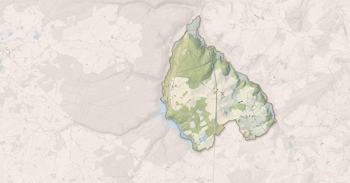 Portrait cartographique de Tintry : relief, eau, forêts, bâti et voies, calculés à partir des données de l'IGN