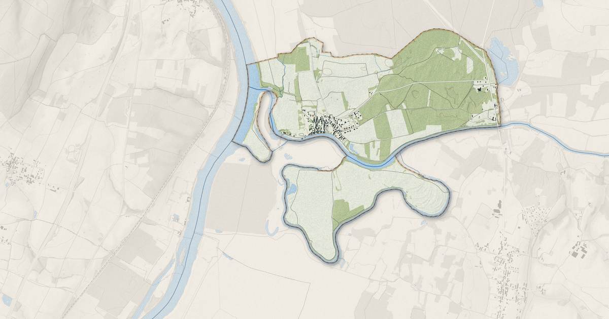 Portrait cartographique de La Truchère : relief, eau, forêts, bâti et voies, calculés à partir des données de l'IGN