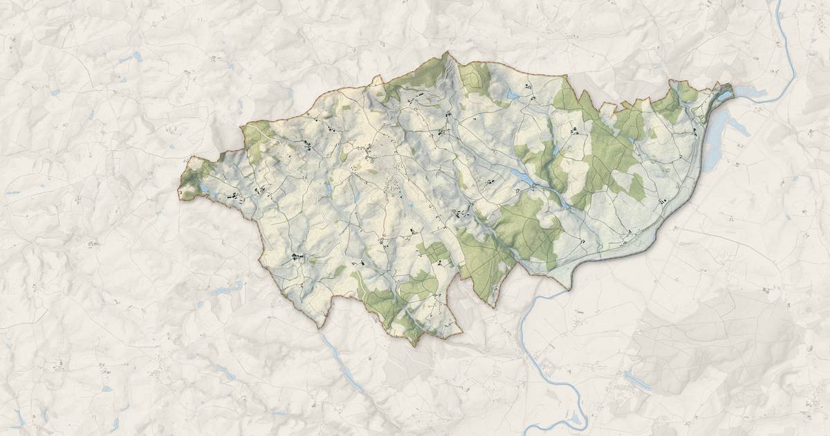 Portrait cartographique de Uxeau : relief, eau, forêts, bâti et voies, calculés à partir des données de l'IGN