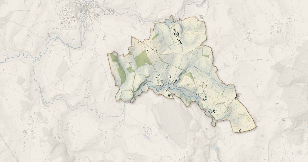 Portrait cartographique de Vaudebarrier : relief, eau, forêts, bâti et voies, calculés à partir des données de l'IGN