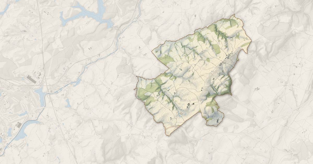 Portrait cartographique de Villeneuve-en-Montagne : relief, eau, forêts, bâti et voies, calculés à partir des données de l'IGN