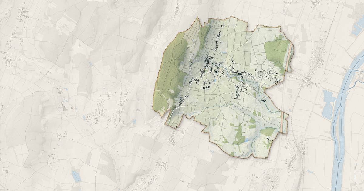 Portrait cartographique de Viré : relief, eau, forêts, bâti et voies, calculés à partir des données de l'IGN