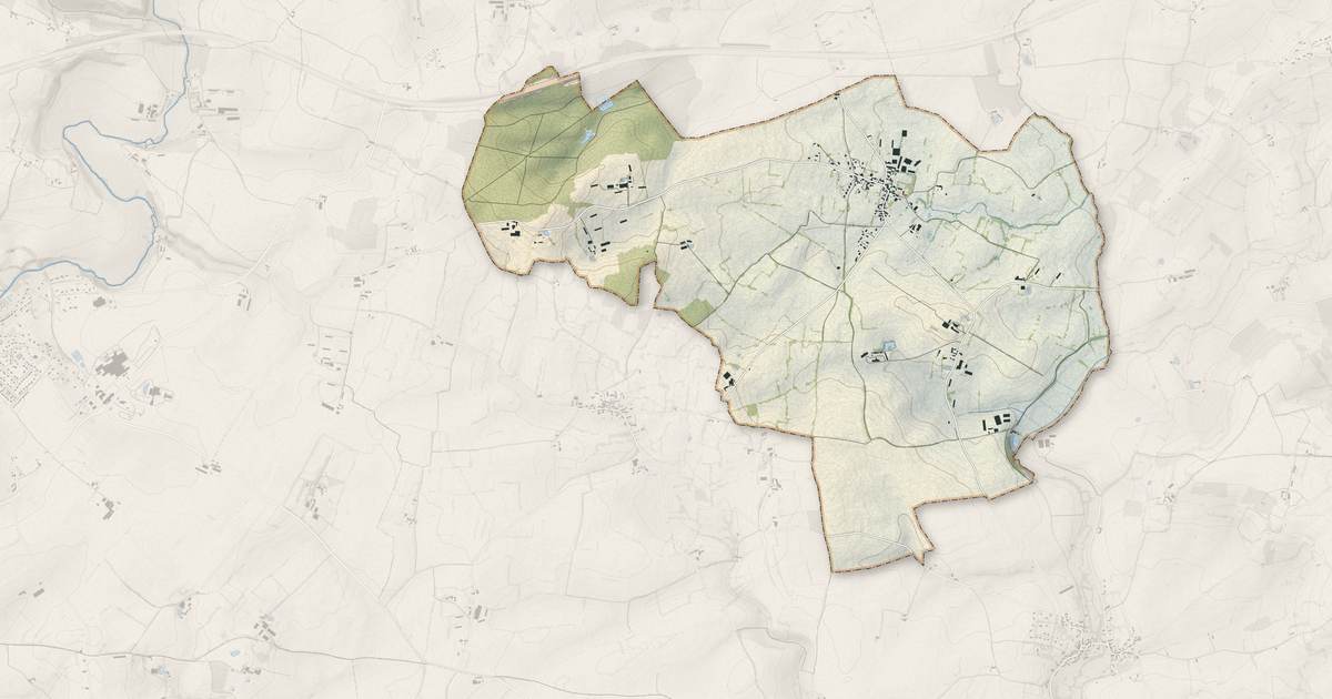 Portrait cartographique de Auvers-sous-Montfaucon : relief, eau, forêts, bâti et voies, calculés à partir des données de l'IGN