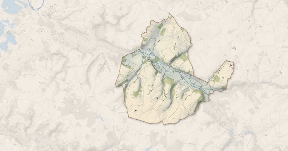 Portrait cartographique de Beaumont-sur-Dême : relief, eau, forêts, bâti et voies, calculés à partir des données de l'IGN