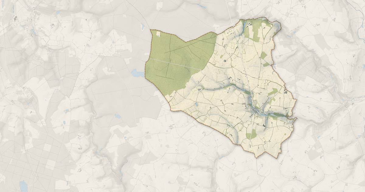 Portrait cartographique de Berfay : relief, eau, forêts, bâti et voies, calculés à partir des données de l'IGN