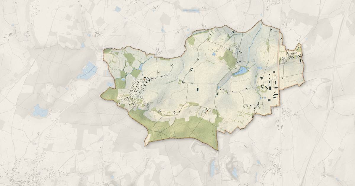 Portrait cartographique de Bérus : relief, eau, forêts, bâti et voies, calculés à partir des données de l'IGN
