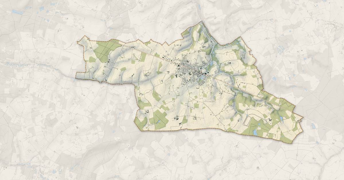 Portrait cartographique de Bouloire : relief, eau, forêts, bâti et voies, calculés à partir des données de l'IGN