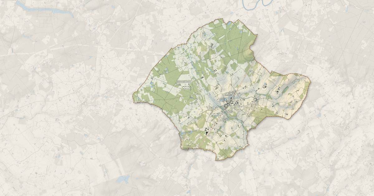 Portrait cartographique de Cérans-Foulletourte : relief, eau, forêts, bâti et voies, calculés à partir des données de l'IGN