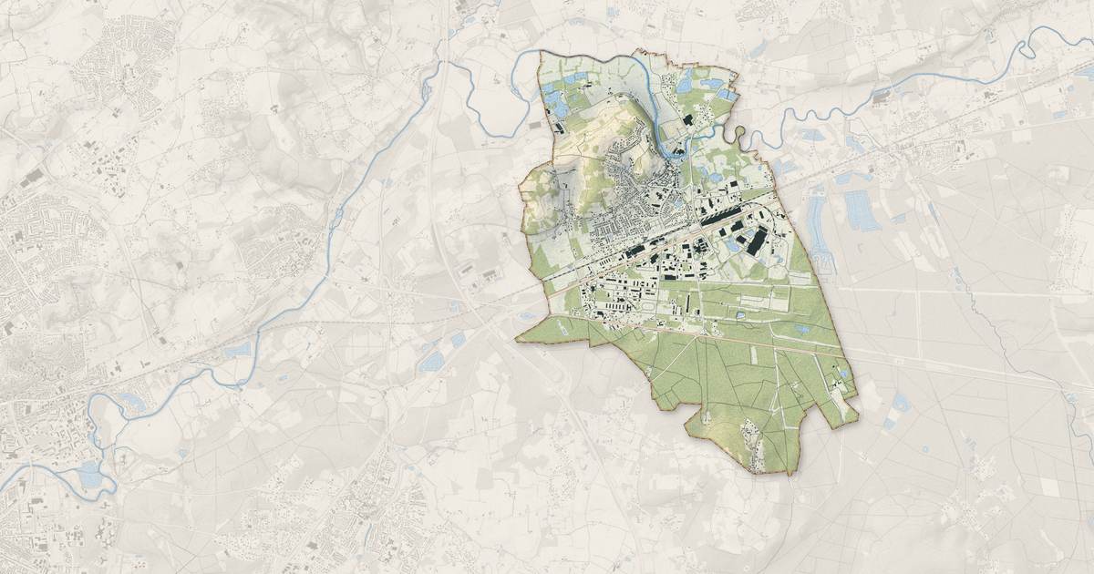 Portrait cartographique de Champagné : relief, eau, forêts, bâti et voies, calculés à partir des données de l'IGN