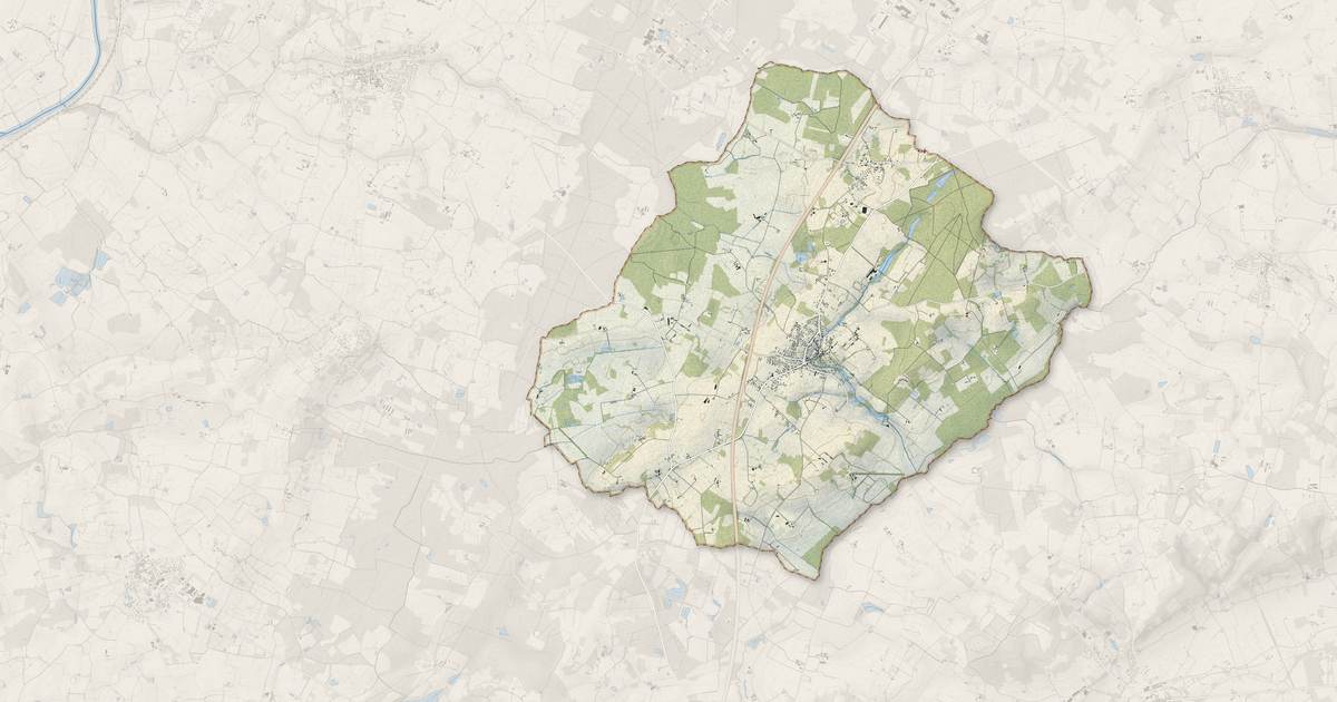 Portrait cartographique de La Chapelle-d'Aligné : relief, eau, forêts, bâti et voies, calculés à partir des données de l'IGN