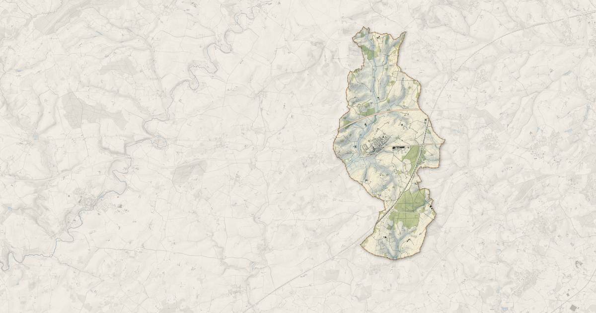 Portrait cartographique de Coulans-sur-Gée : relief, eau, forêts, bâti et voies, calculés à partir des données de l'IGN