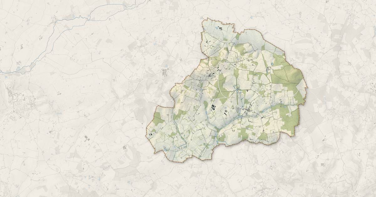 Portrait cartographique de Courcemont : relief, eau, forêts, bâti et voies, calculés à partir des données de l'IGN