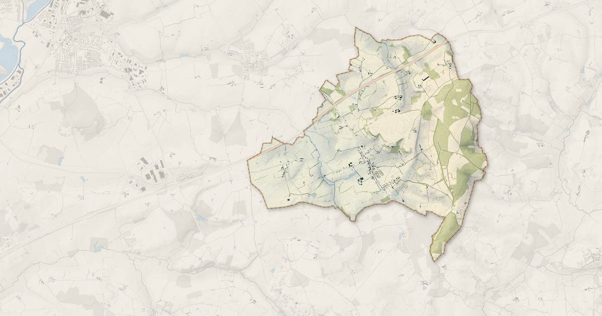 Portrait cartographique de Courgenard : relief, eau, forêts, bâti et voies, calculés à partir des données de l'IGN
