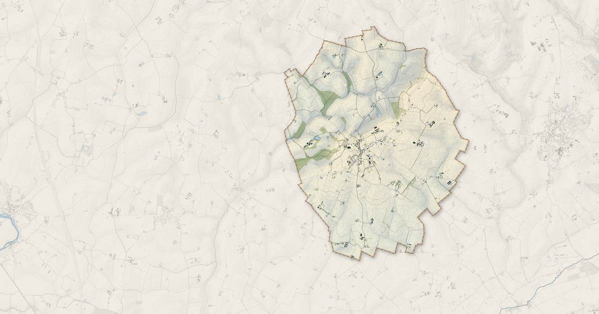 Portrait cartographique de Dangeul : relief, eau, forêts, bâti et voies, calculés à partir des données de l'IGN