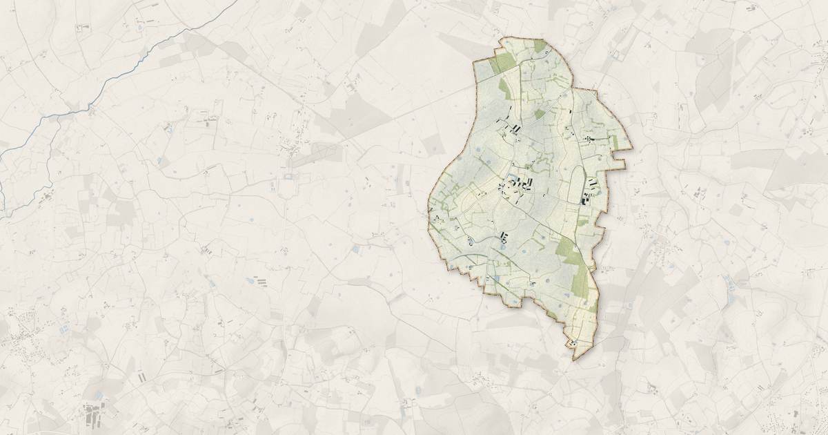 Portrait cartographique de Jauzé : relief, eau, forêts, bâti et voies, calculés à partir des données de l'IGN