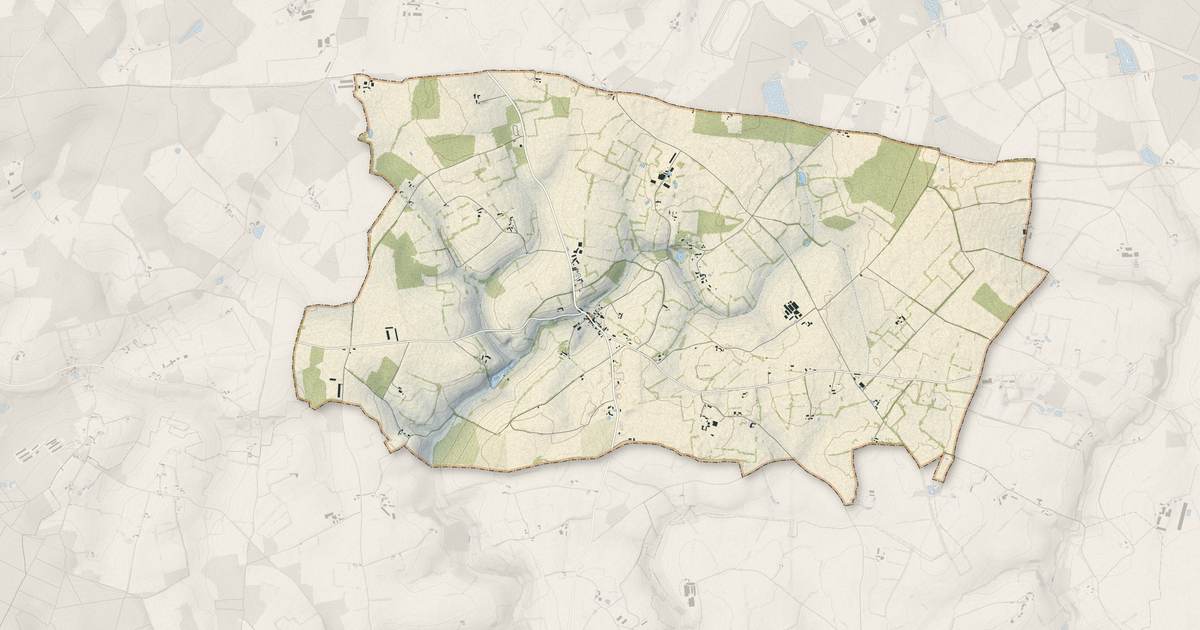 Portrait cartographique de Maisoncelles : relief, eau, forêts, bâti et voies, calculés à partir des données de l'IGN