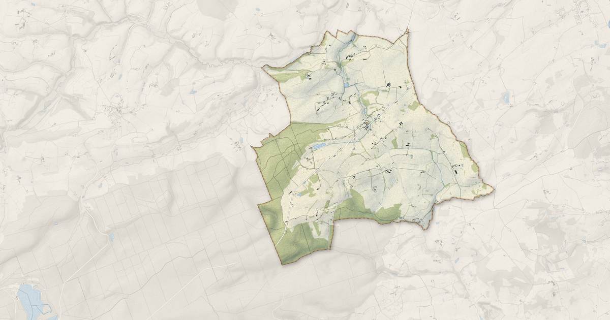 Portrait cartographique de Montreuil-le-Chétif : relief, eau, forêts, bâti et voies, calculés à partir des données de l'IGN